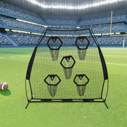 Football Throwing Net 7x7 Ft, 5 Target Pockets, Carry Bag