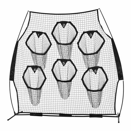 Football Throwing Net 8x8 ft, 6 Target Pockets, Carry Bag