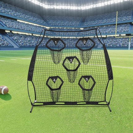 Football Throwing Target Net 6x6 ft, 5 Pockets, Bag