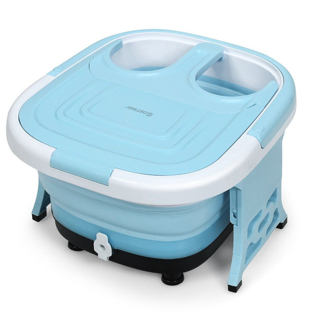 Voetbadmassager opvouwbaar met afstandsbediening voetenbad whirlpool 42 x 40 x 24 cm blauw