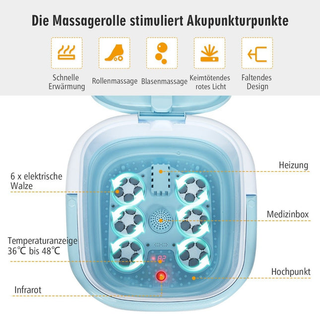 Voetbadmassager opvouwbaar met afstandsbediening voetenbad whirlpool 42 x 40 x 24 cm blauw