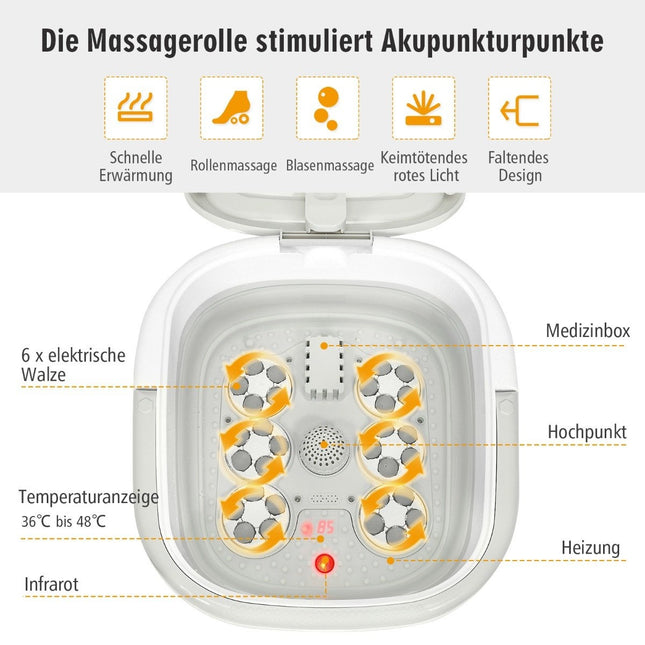 Voetbadmassager voetenbad whirlpool met regelbare verwarmingstemperatuur 42 x 40 x 24 cm grijs