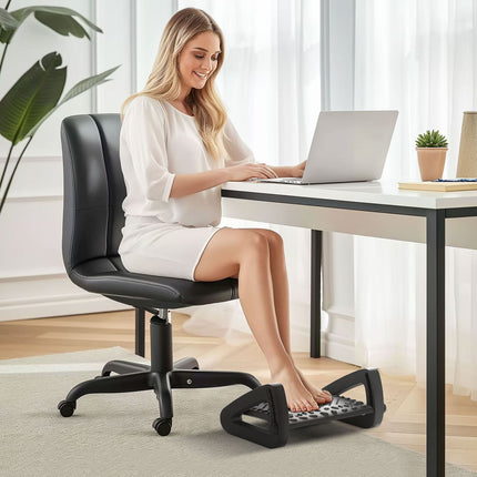 Verstellbare ergonomische Fußstütze mit Massageoberfläche, schwarz