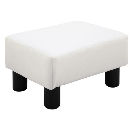 Chesterfield-Hocker aus Kunstleder, Weiß, 40x30x24 cm