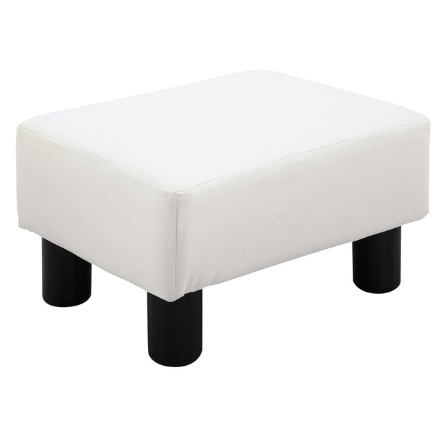 Chesterfield-Hocker aus Kunstleder, Weiß, 40x30x24 cm