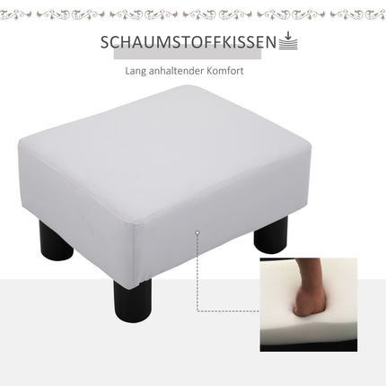 Chesterfield-Hocker aus Kunstleder, Weiß, 40x30x24 cm