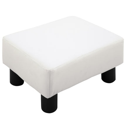 Chesterfield-Hocker aus Kunstleder, Weiß, 40x30x24 cm
