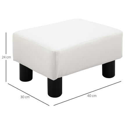 Chesterfield-Hocker aus Kunstleder, Weiß, 40x30x24 cm