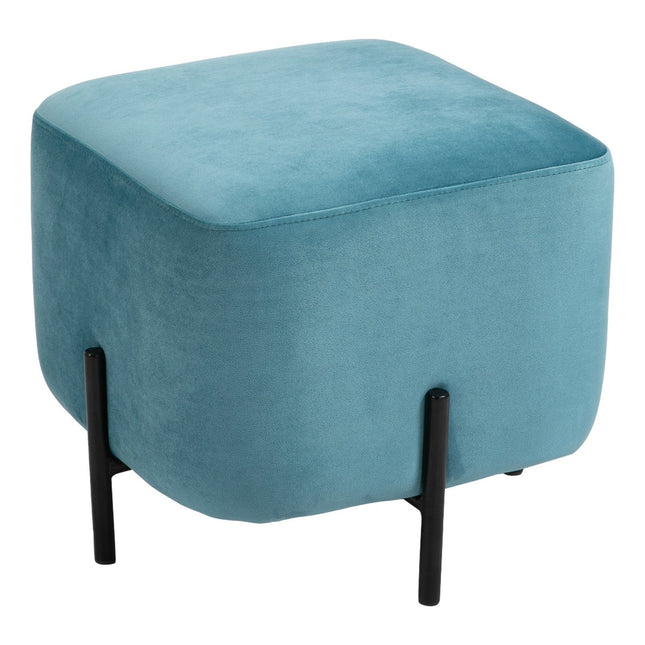 Turquoise polyester footstool with foam padding, 44.5 cm