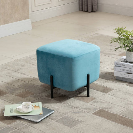 Türkiser Hocker aus Polyester mit Schaumstoffpolsterung, 44,5 cm