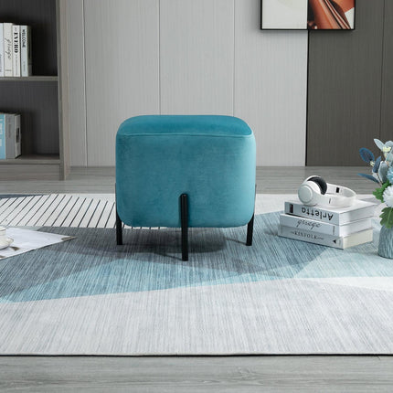 Türkiser Hocker aus Polyester mit Schaumstoffpolsterung, 44,5 cm