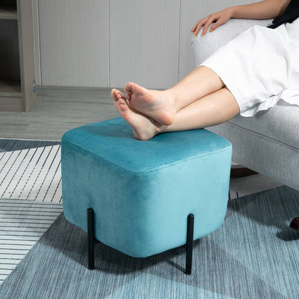 Türkiser Hocker aus Polyester mit Schaumstoffpolsterung, 44,5 cm