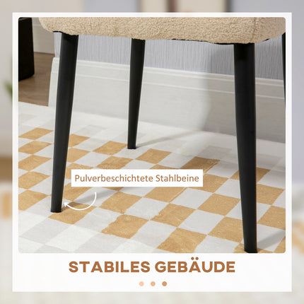 Quadratischer beigefarbener Hocker, Kaschmir-Optik, Stahlbeine, 42x42x47 cm