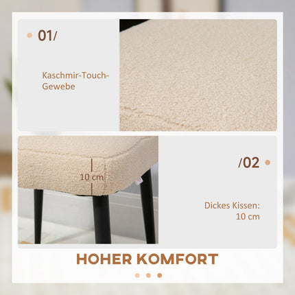 Quadratischer beigefarbener Hocker, Kaschmir-Optik, Stahlbeine, 42x42x47 cm