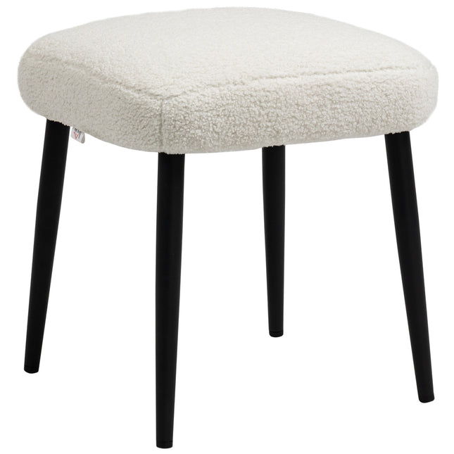 Cremefarbener Hocker in Kaschmir-Optik mit Stahlbeinen, 42x42x47cm