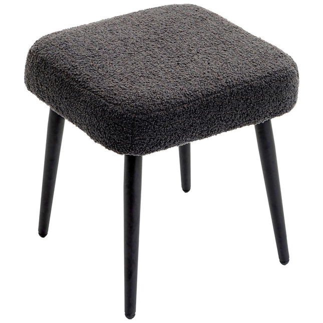 Quadratischer Fußhocker, Kaschmir-Optik, Stahlbeine, dunkelgrau