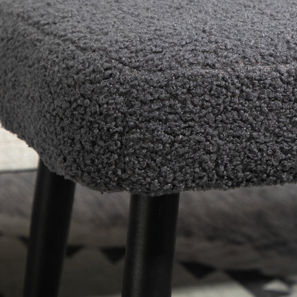 Square footstool, cashmere look, steel legs, dark grey