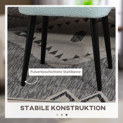 Quadratischer Hocker in Kaschmir-Optik mit Stahlbeinen, hellblau