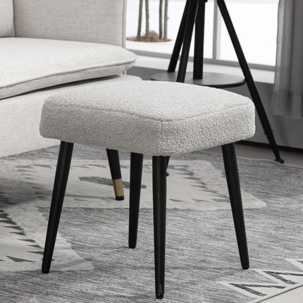 Quadratischer Fußhocker mit Stahlbeinen, Kaschmir-Optik, hellgrau