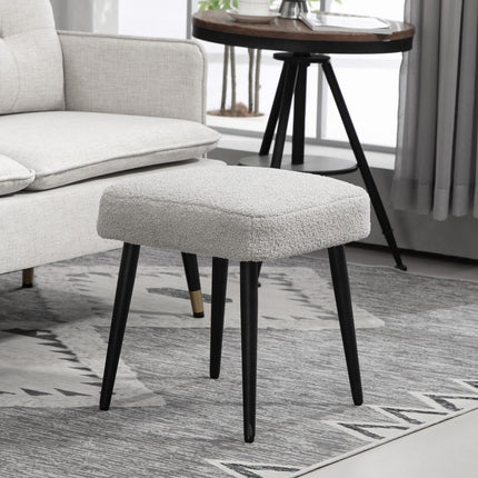 Quadratischer Fußhocker mit Stahlbeinen, Kaschmir-Optik, hellgrau