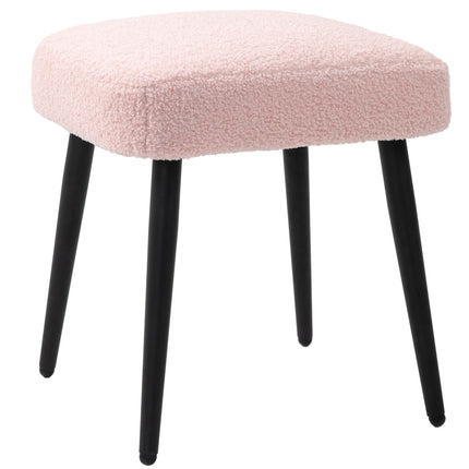 Rosa quadratischer Fußhocker - Stahlbeine, Kaschmir-Optik