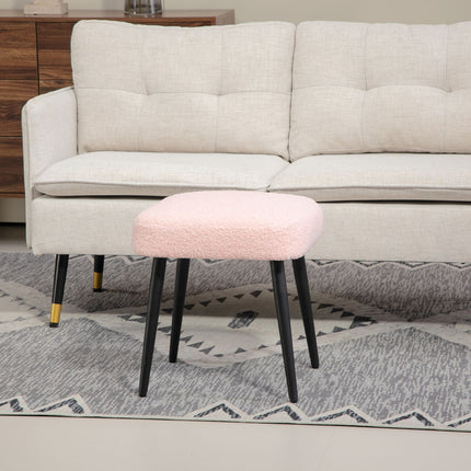 Rosa quadratischer Fußhocker - Stahlbeine, Kaschmir-Optik