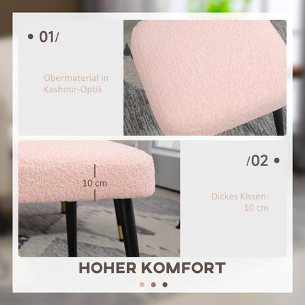 Rosa quadratischer Fußhocker - Stahlbeine, Kaschmir-Optik