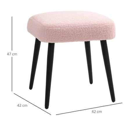 Rosa quadratischer Fußhocker - Stahlbeine, Kaschmir-Optik