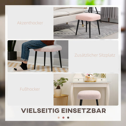 Rosa quadratischer Fußhocker - Stahlbeine, Kaschmir-Optik