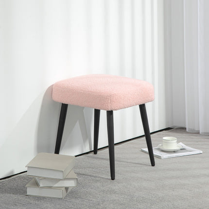 Rosa quadratischer Fußhocker - Stahlbeine, Kaschmir-Optik