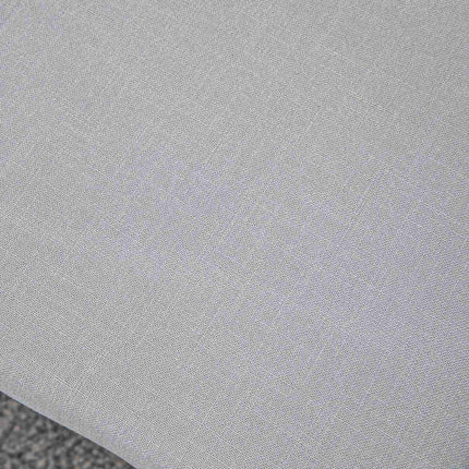 Grauer Fußhocker in Leinenoptik mit Holzfüßen - 68x38x42 cm