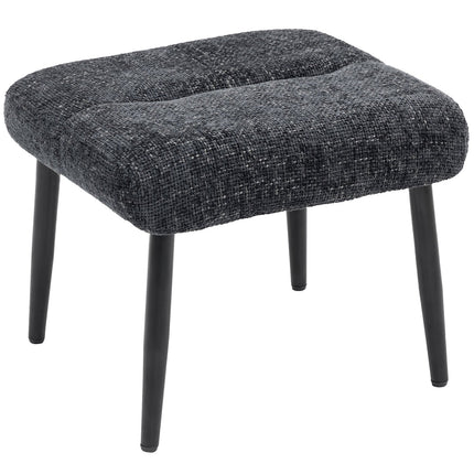 Footstool with Soft Cushion, Chenille Fabric, Steel Legs