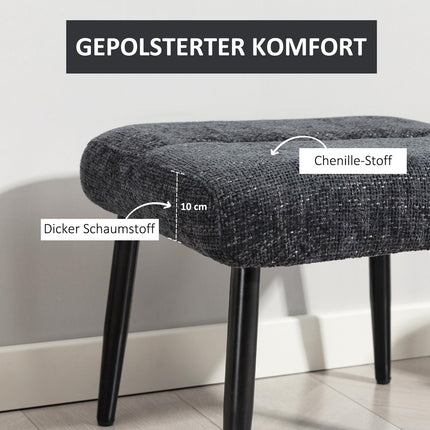 Footstool with Soft Cushion, Chenille Fabric, Steel Legs
