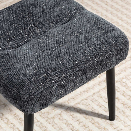Footstool with Soft Cushion, Chenille Fabric, Steel Legs
