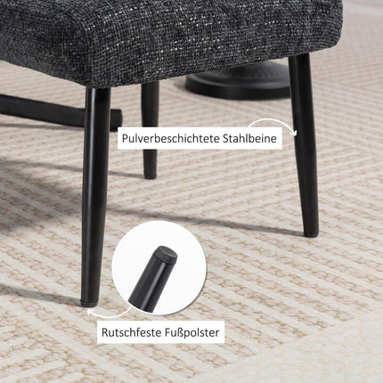 Footstool with Soft Cushion, Chenille Fabric, Steel Legs