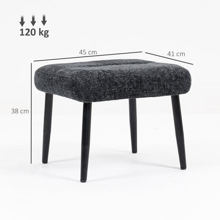 Footstool with Soft Cushion, Chenille Fabric, Steel Legs