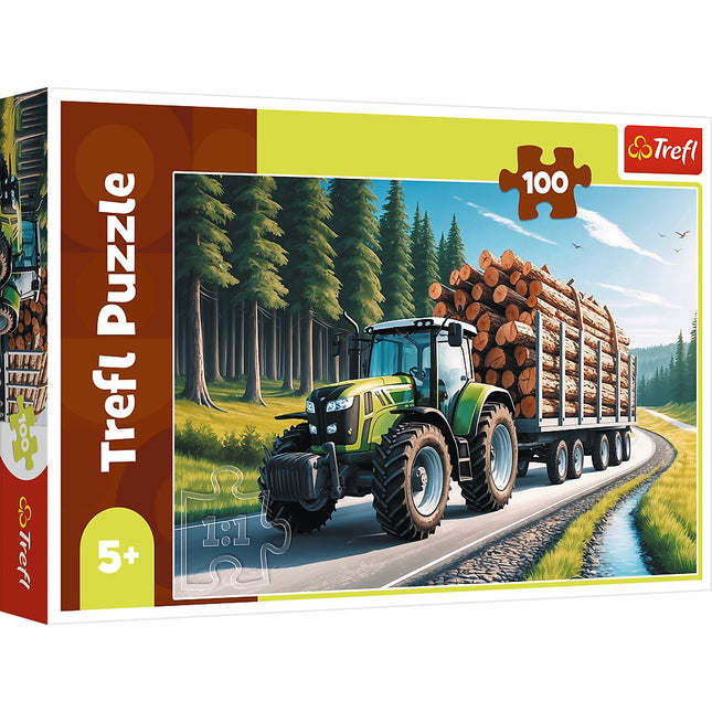 Waldtraktor-Puzzle, 100 Teile für Kinder