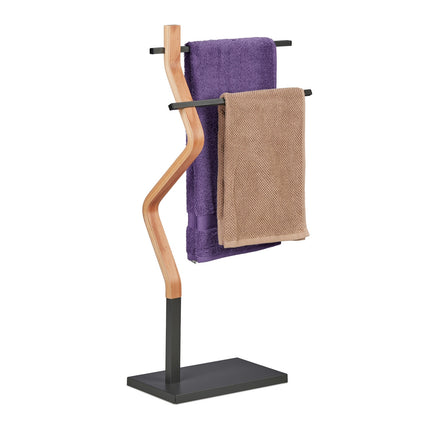 Freistehender Handtuchhalter, Grau/Naturfarben