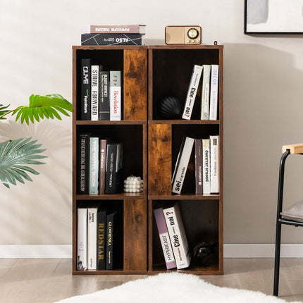 Freestanding 3-Tier Bookshelf Set, 6-Cube, Anti-Tip