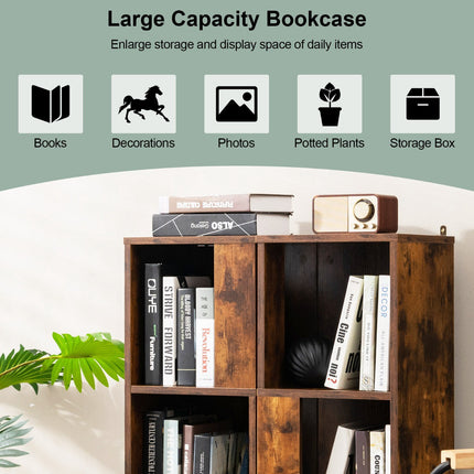 Freestanding 3-Tier Bookshelf Set, 6-Cube, Anti-Tip