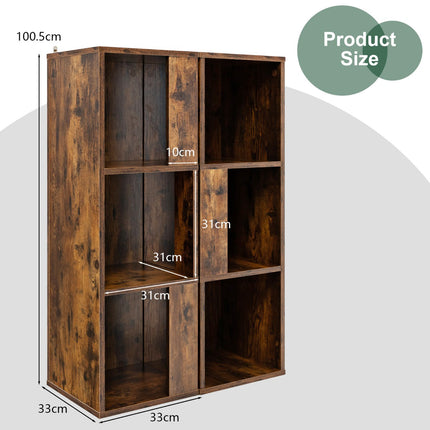 Freestanding 3-Tier Bookshelf Set, 6-Cube, Anti-Tip
