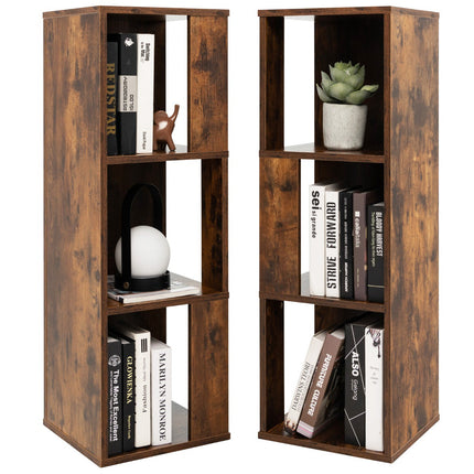 Freestanding 3-Tier Bookshelf Set, 6-Cube, Anti-Tip
