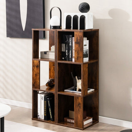 Freestanding 3-Tier Bookshelf Set, 6-Cube, Anti-Tip