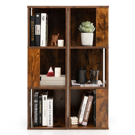 Freestanding 3-Tier Bookshelf Set, 6-Cube, Anti-Tip