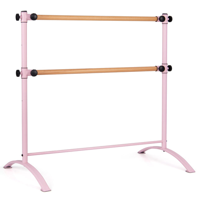 Freestanding Ballet Barre, Adjustable Height, Double Wood Bars