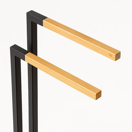 Freestanding Bamboo Metal Towel Rack – 2 Rods