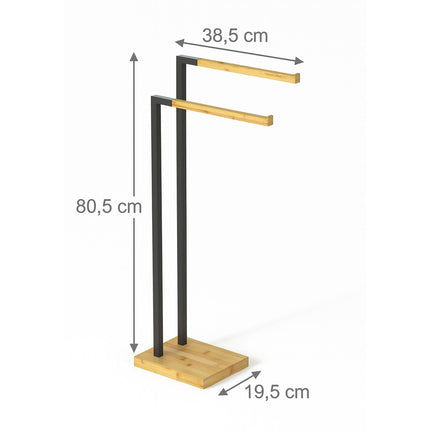 Freestanding Bamboo Metal Towel Rack – 2 Rods