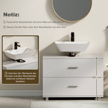Freestanding Bathroom Cabinet with 2 Drawers, White