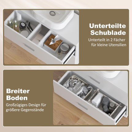 Freestanding Bathroom Cabinet with 2 Drawers, White