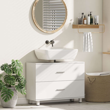 Freestanding Bathroom Cabinet with 2 Drawers, White